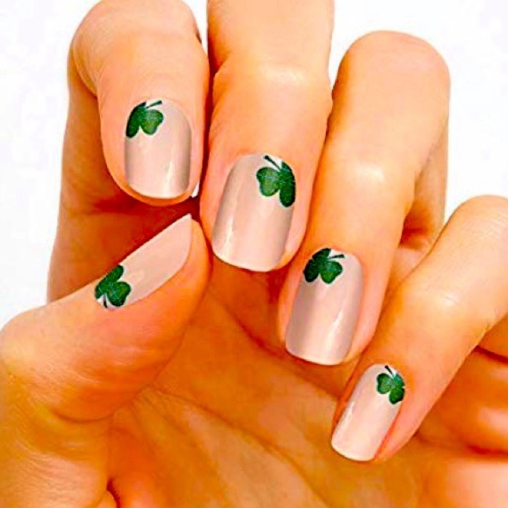 RETIRED Color Street No Heat Nail Decal Strips Irish You Luck Clover Shamrocks